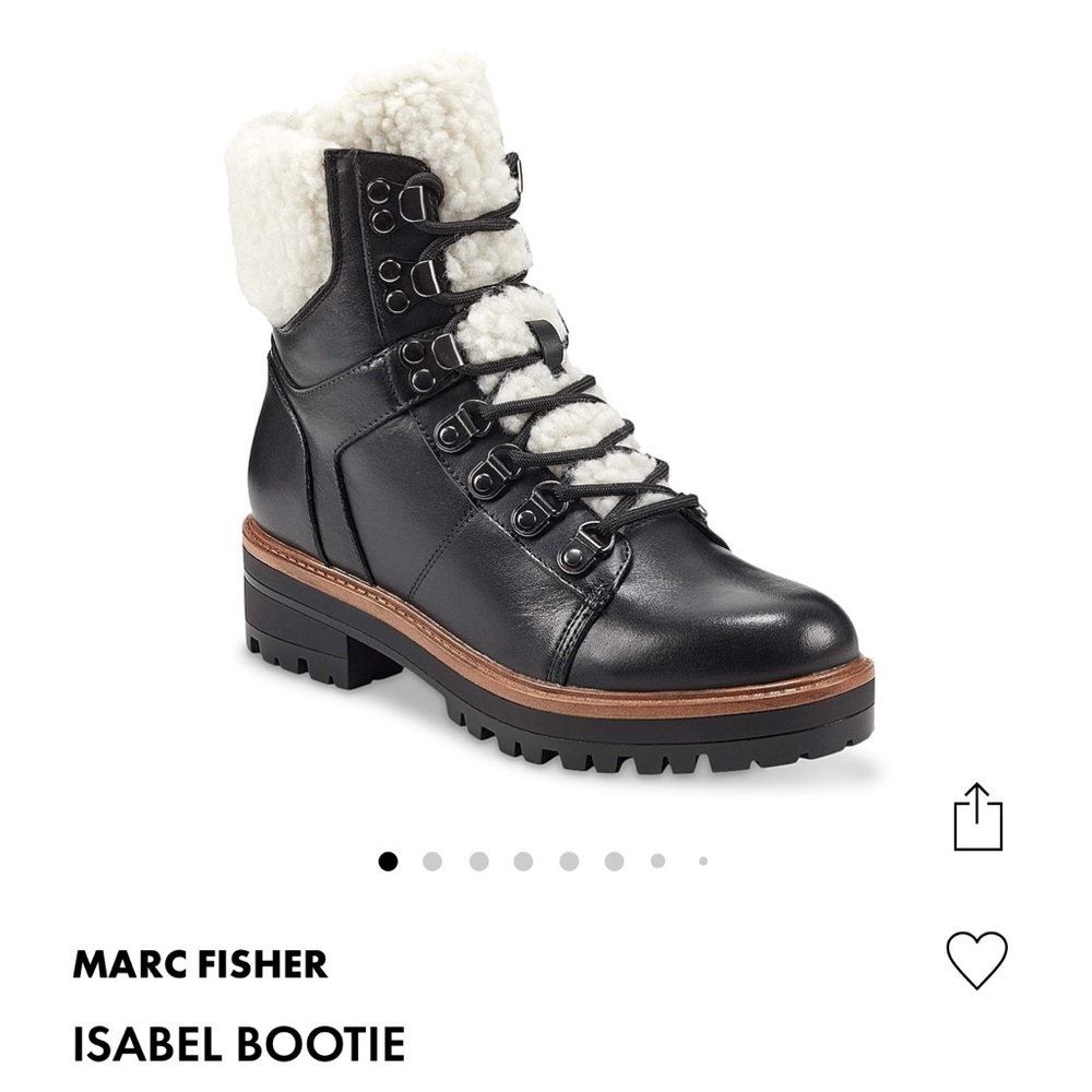 Marc Fisher. Size 6. Black leather. Faux fur tongue